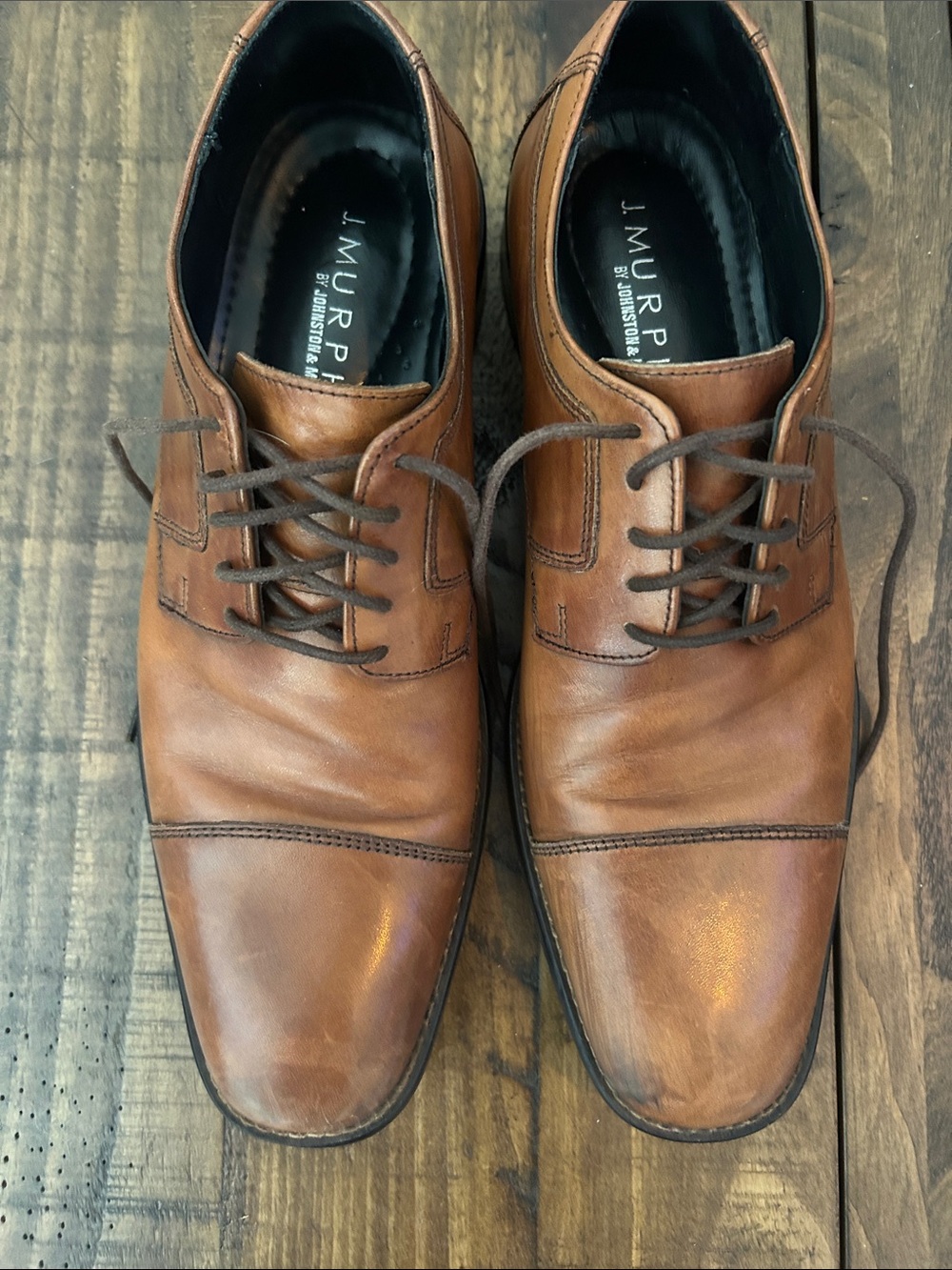 Johnston & Murphy Brown Leather Cap-Toe Derby Shoes